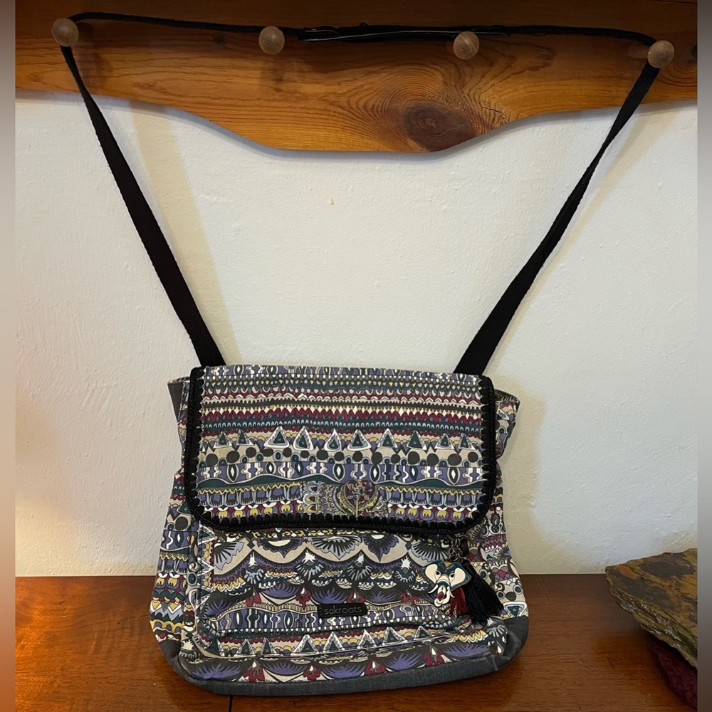 Sakroots convertible backpack crossbody purse and bag charm